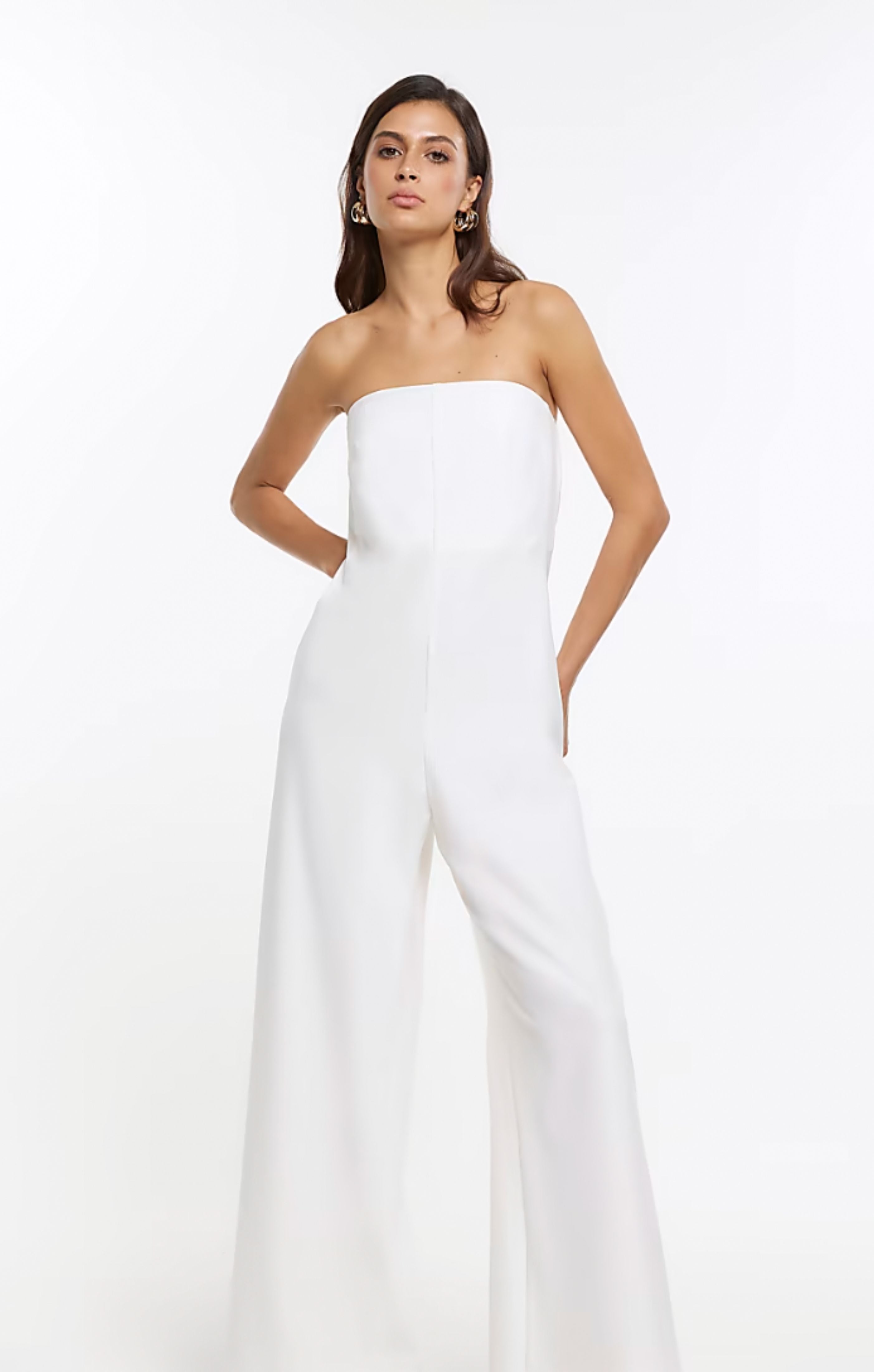 River Island White Bandeau Jumpsuit