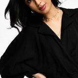 Asos Edition Textured Drape Midi Shirt Dress With Tie Detail In Black