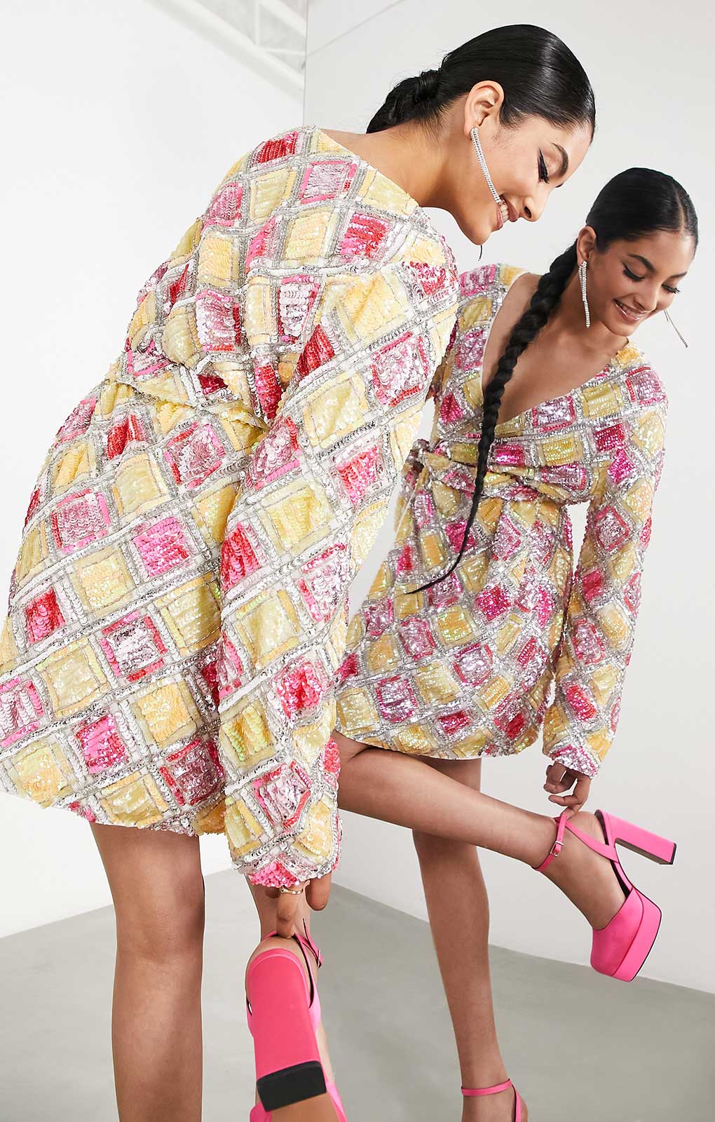 asos edition floral embellished wrap mini dress ASOS EDITION floral sequin wrap mini dress in white and silver