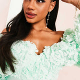 Asos Luxe 3D Floral Bardot Mini Dress In Mint product image