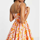 Asos Luxe Fan Detail Mini Cami Dress In 60S Floral