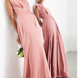Asos Edition Satin Cowl Neck Maxi Dress With Cut Out Back In Dusky Rose product image
