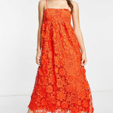 Asos Edition 3D Floral Cami Midi Dress In Red product image