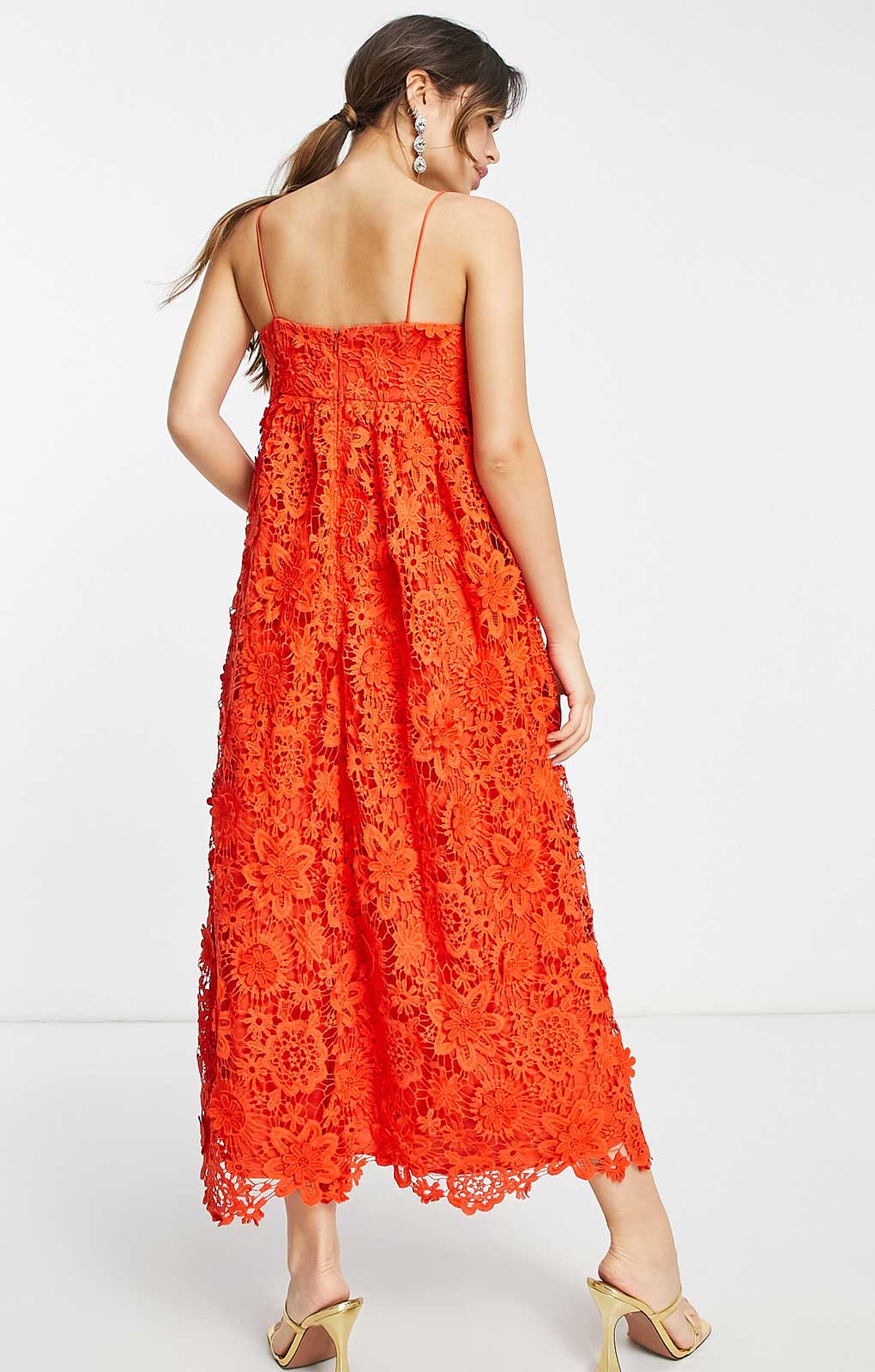 Asos Edition 3D Floral Cami Midi Dress In Red product image