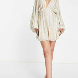 Asos Design Embellished Smock Mini Dress With Gold Linear Embellishment