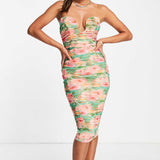 Asos Design U Wire Bandeau Ruched Midi Dress In Floral product image