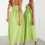 Asos Edition Textured Cami Midi Dress With Cut Out And Tiered Hem In Olive Green