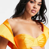 Asos Luxe Super Shoulder Satin Cut Out Mini Dress In Orange product image