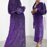 Asos Edition Sequin Wrap Midi Dress In Purple product image
