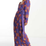 Asos Edition Sequin Wrap Midi Dress In Floral Sequin In Purple