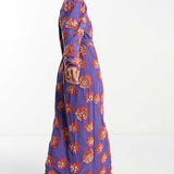Asos Edition Sequin Wrap Midi Dress In Floral Sequin In Purple