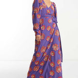 Asos Edition Sequin Wrap Midi Dress In Floral Sequin In Purple product image