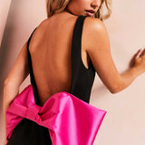 Asos Luxe Sweetheart Neck Contrast Bow Back Bodycon Mini Dress In Black