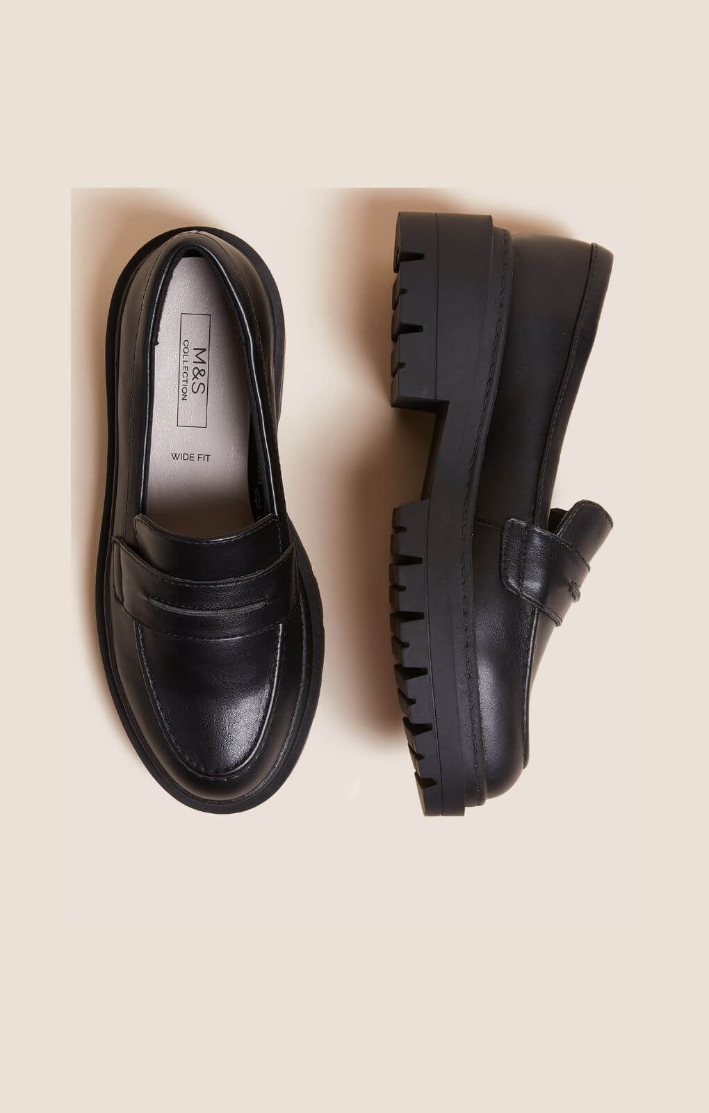 M&S Wide Fit Slip On Flatform Loafers