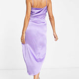 Asos Edition Drape Satin Cami Midi Dress In Lilac product image