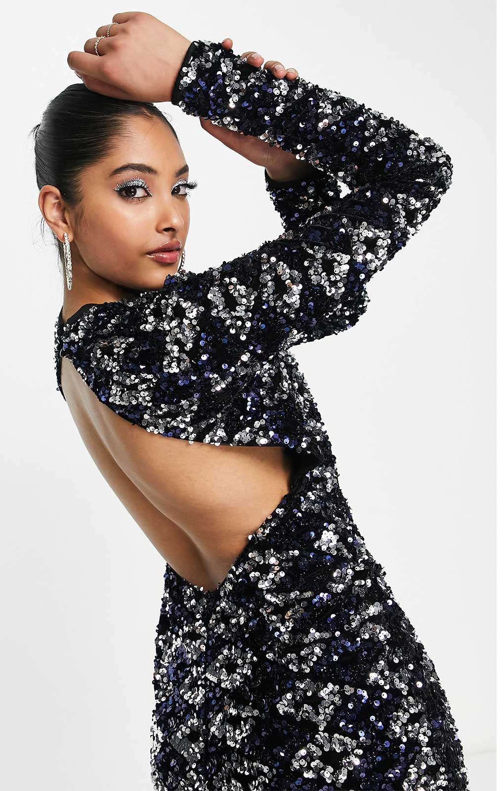 asos sequin backless dress Rent Asos Edition All Over Sequin Backless Drape Midi Dress In Sage Green