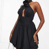 Asos Luxe Corsage Halter Neck Mini Dress In Black product image