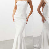 Asos Edition Eden Crepe Square Neck Cami Wedding Dress In Ivory product image