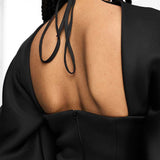 Asos Design Tall High Neck Seamed Open Back Midi Pencil Dress In Black