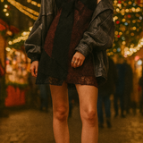 Topshop Mix And Match Lace Cap Sleeve Jersey Mini Dress In Multi