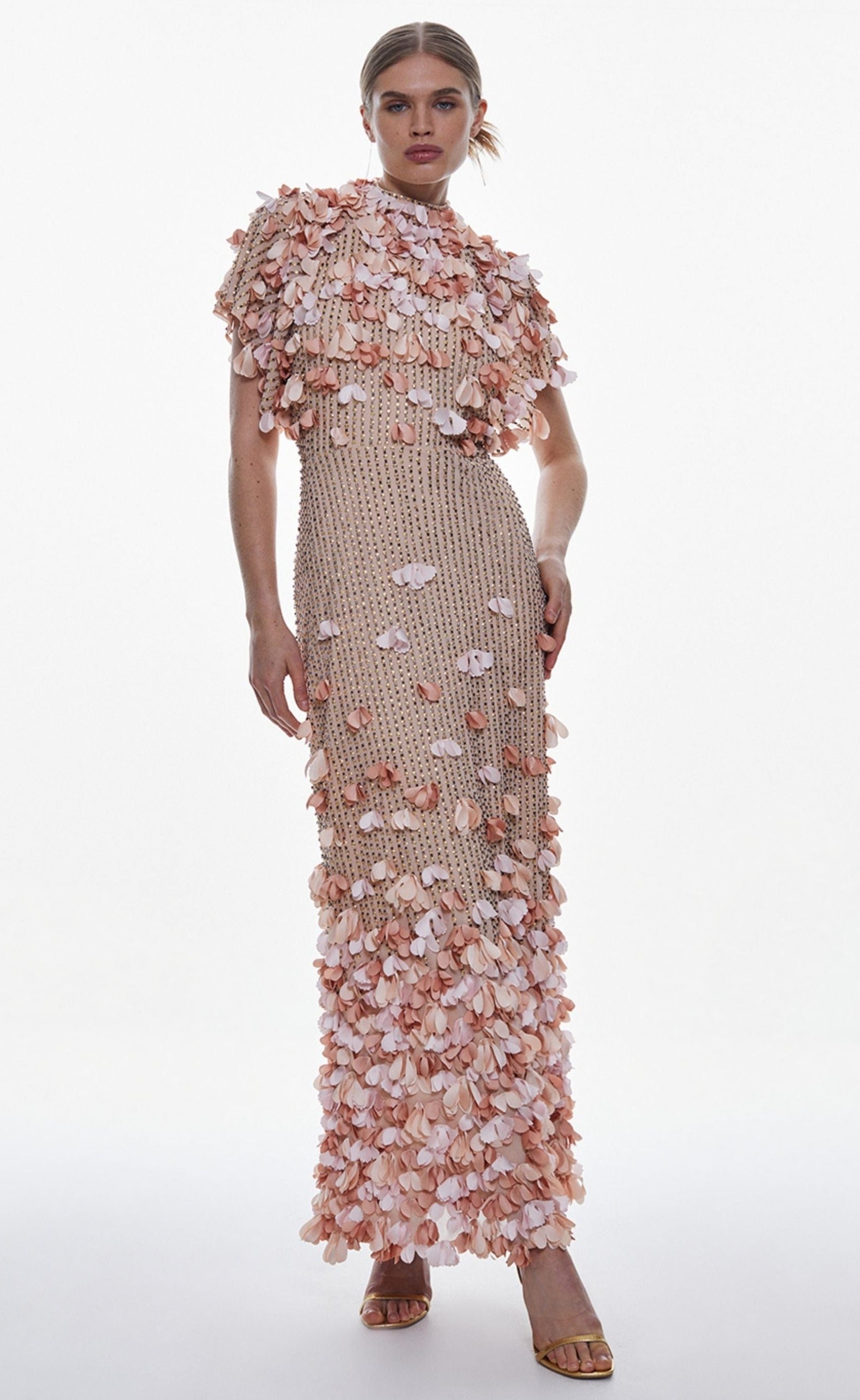 Karen Millen Crystal Applique Angel Sleeve Woven Midaxi Dress product image