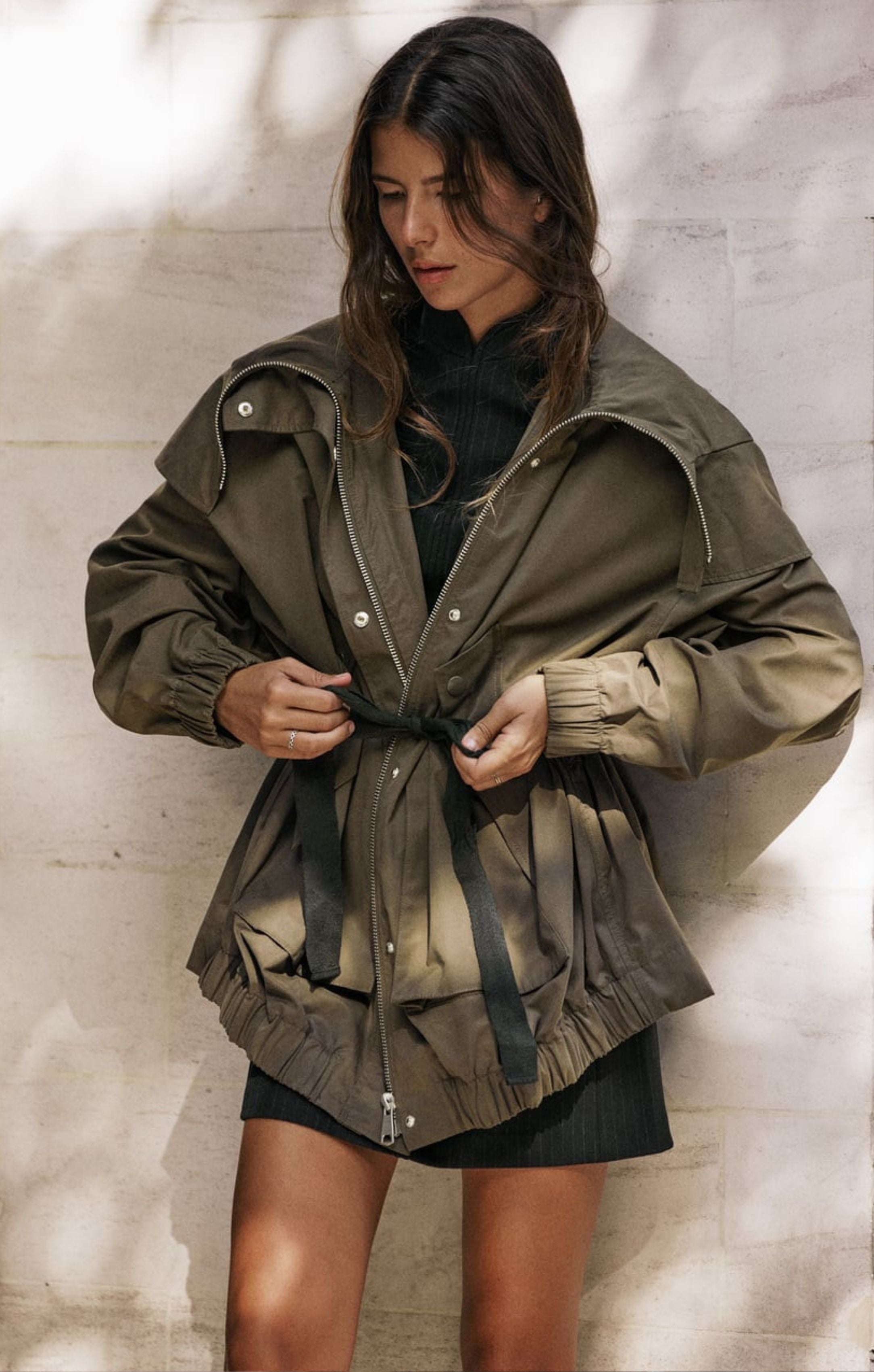 Zara Collection Oversized Parka With Bows