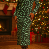 Vero Moda Floral Printed Midi Dress In Green And Black