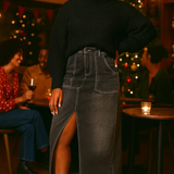 Miss Selfridge Pocket Detail Maxi Skirt In Black Wash With Contrast Stitching