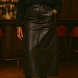 Reclaimed Vintage Washed Leather Midi Skirt
