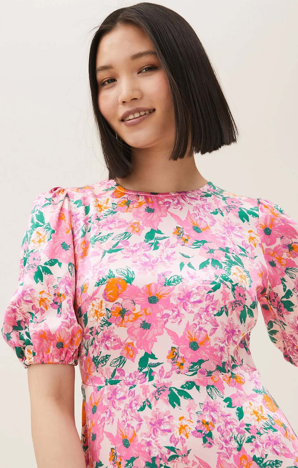 M&S Floral Satin Midaxi Tea Dress product image