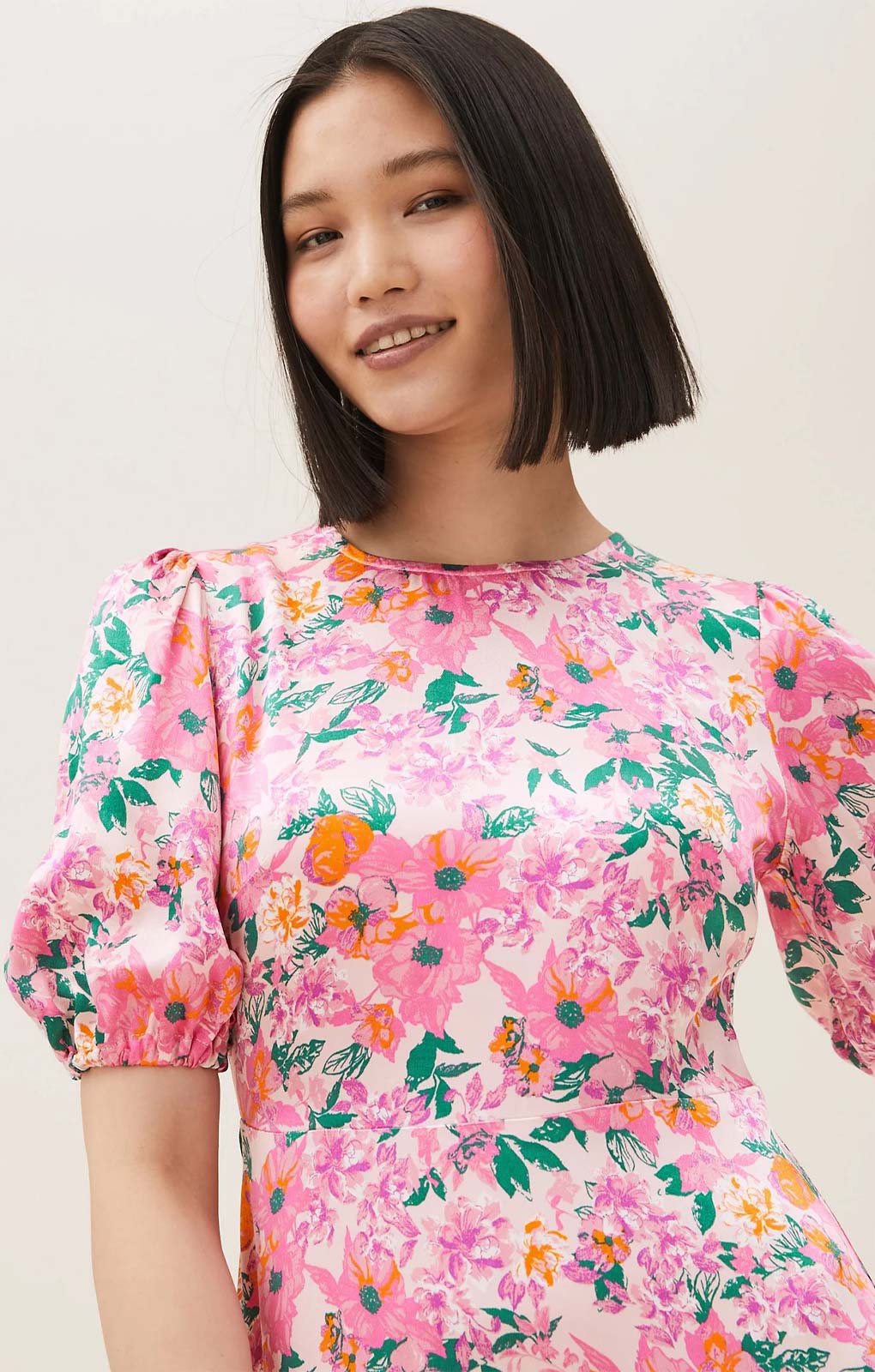 M&S Floral Satin Midaxi Tea Dress