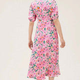 M&S Floral Satin Midaxi Tea Dress