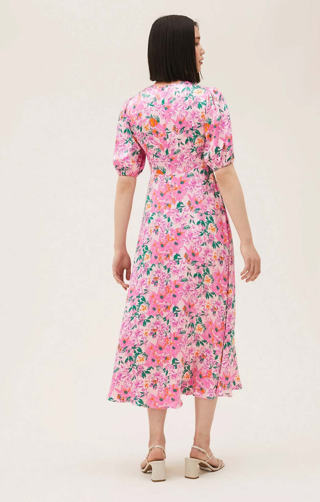 M&S Floral Satin Midaxi Tea Dress product image