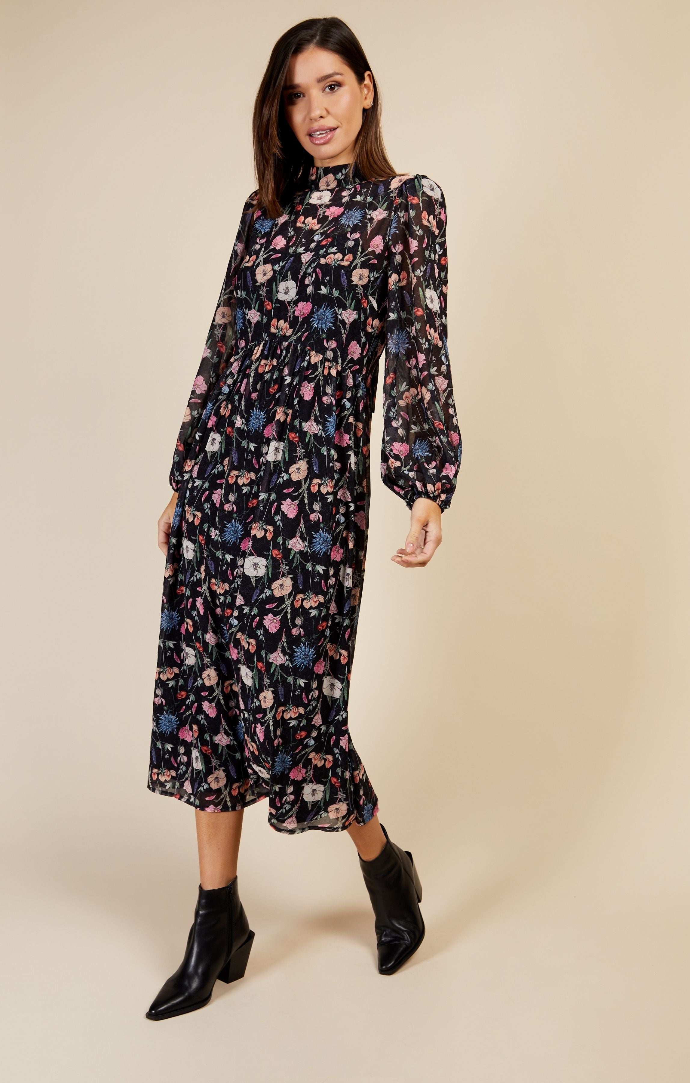 Little Mistress Floral Print Midaxi Dress