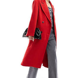 Asos Design Twill Dad Wool Mix Coat in Red