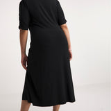 Simply Be Black Slinky Ruched Midi Dress