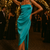 Jaded Rose Tall Cowl Neck Satin Midaxi Dress In Aqua Green