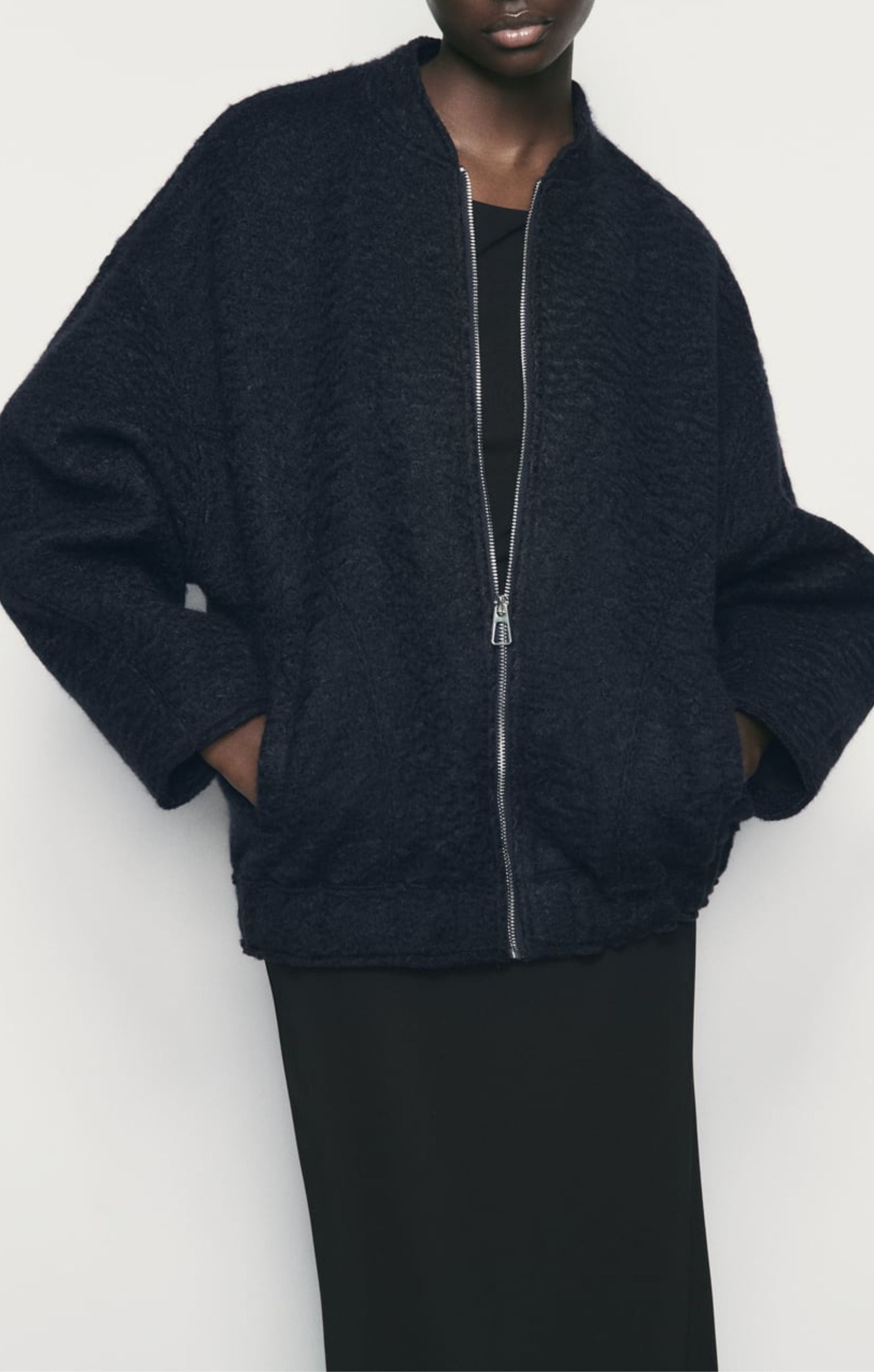 Zara Boucle Oversize Bomber Jacket product image