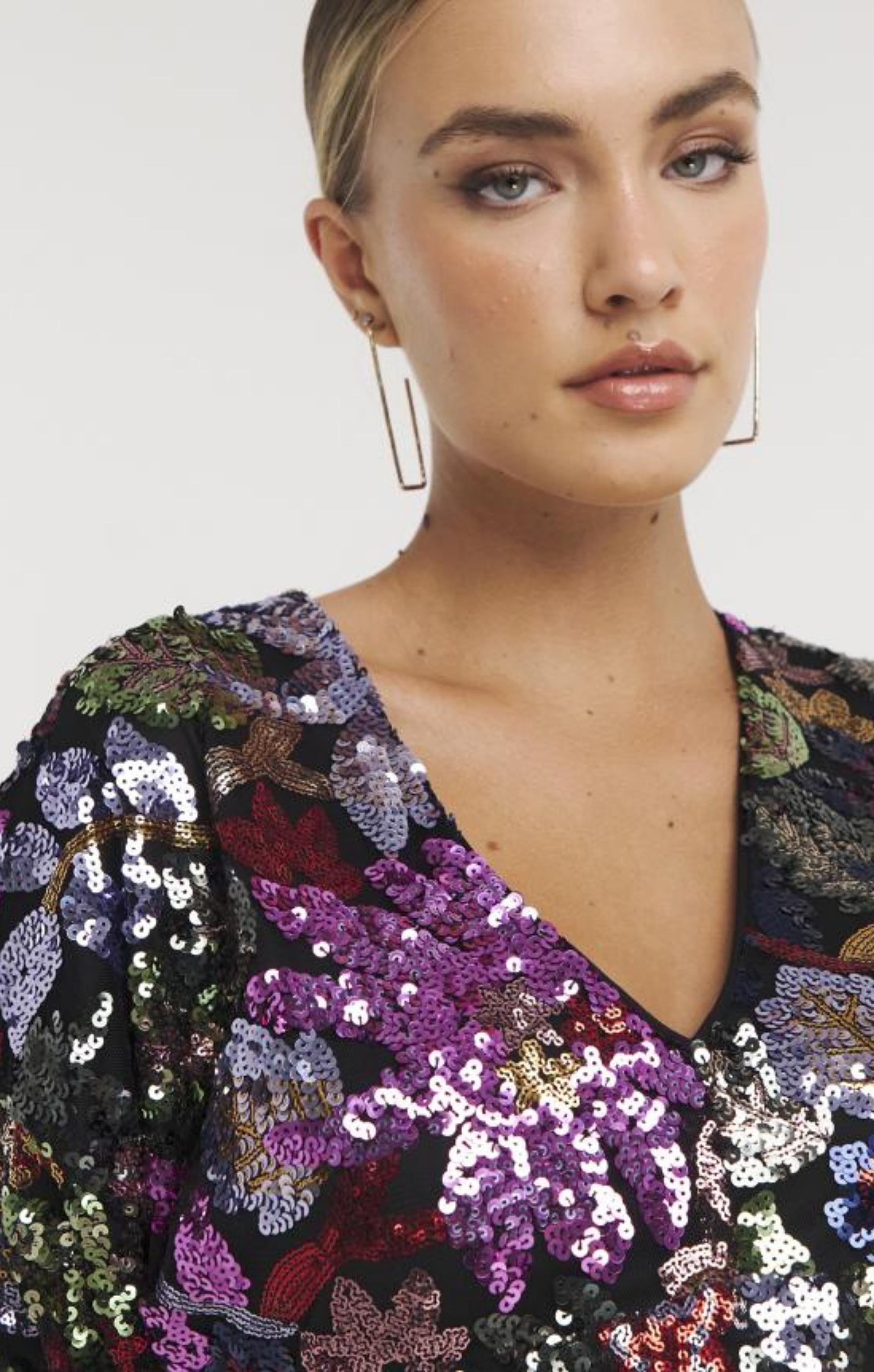 Joanna Hope Sequin Tie Neck Dress