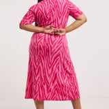 Simply Be Pink Zebra Print Slinky Ruched Midi Dress