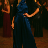 Nobody's Child Annie Satin Backless Jumpsuit In Navy