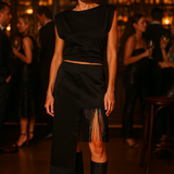 NA-KD x Josefine Hj Fringe Mini Skirt In Black