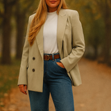 Topshop Tailored Oversized Double Breasted Blazer In Stone