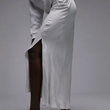 Topshop Tall Ruched Side Maxi Skirt In Light Grey