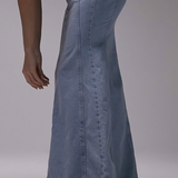 Topshop Tall Highwaist Denim Fishtail Skirt In Bleach