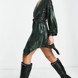 Forever New Knot Front Embellished Mini Dress In Emerald