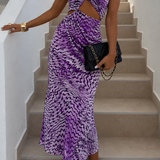 Afrm Demonica Velvet Cut Out Midi Dress In Purple