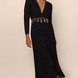 Rixo Black Dot Racquel Midi Dress in Velvet product image