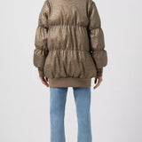 French Connection Eona Leopard Recycled Vegan Leather Puffer