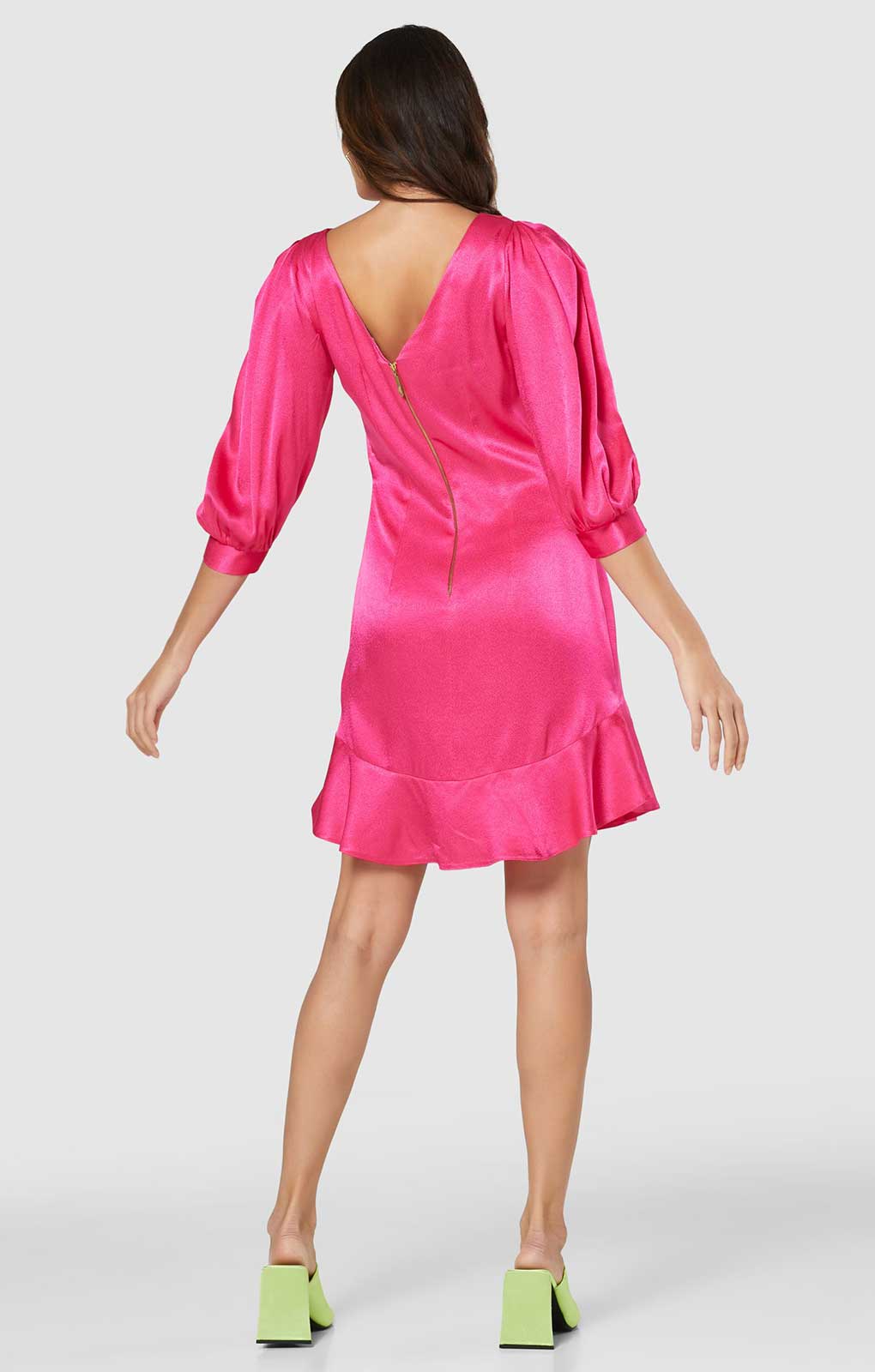 Closet London Pink Frill Hem Puff Sleeve Mini Dress product image